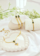Adorniv Emerald Luxe Trio Set – Necklace, Earrings & Bracelet