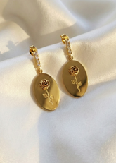 Adorniv Rose Emblem Drop Earrings