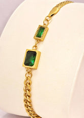 Green Stone Link Chain Bracelet