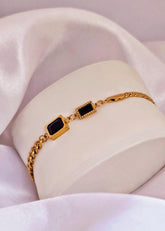 Adorniv Black Stone Link Chain Bracelet