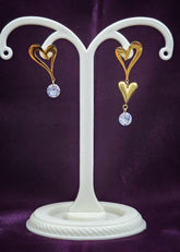 Adorniv Golden Odd-Even Heart Dangle Earrings