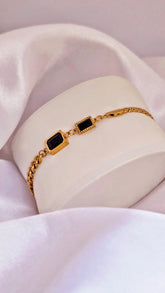 Adorniv Black Stone Link Chain Bracelet