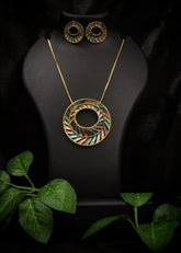 Adorniv Luxe Circle Symphony Premium Set – Necklace & Earrings Combo