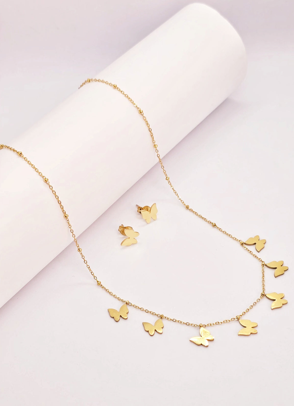 Adorniv Golden Butterfly Necklace & Earring Set