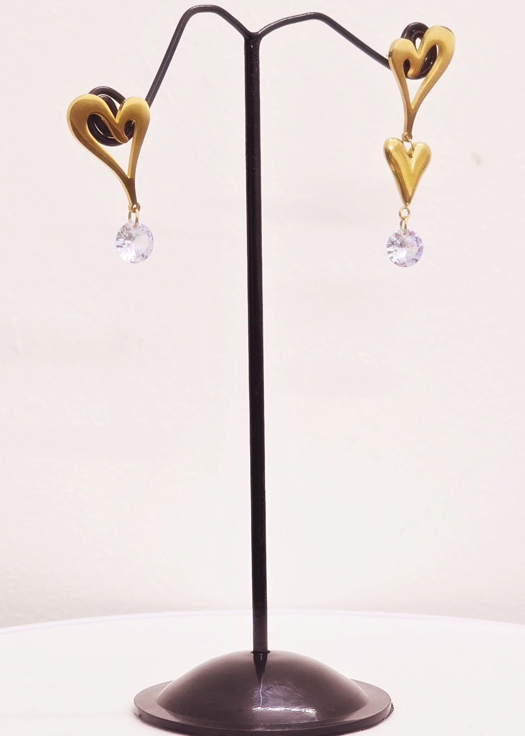 Adorniv Golden Odd-Even Heart Dangle Earrings