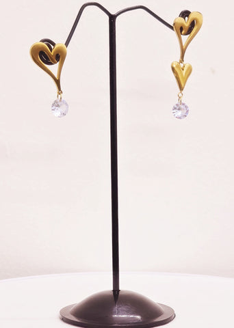 Adorniv Golden Odd-Even Heart Dangle Earrings