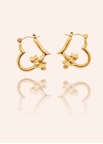 Adorniv Golden Bee Hoop Earrings