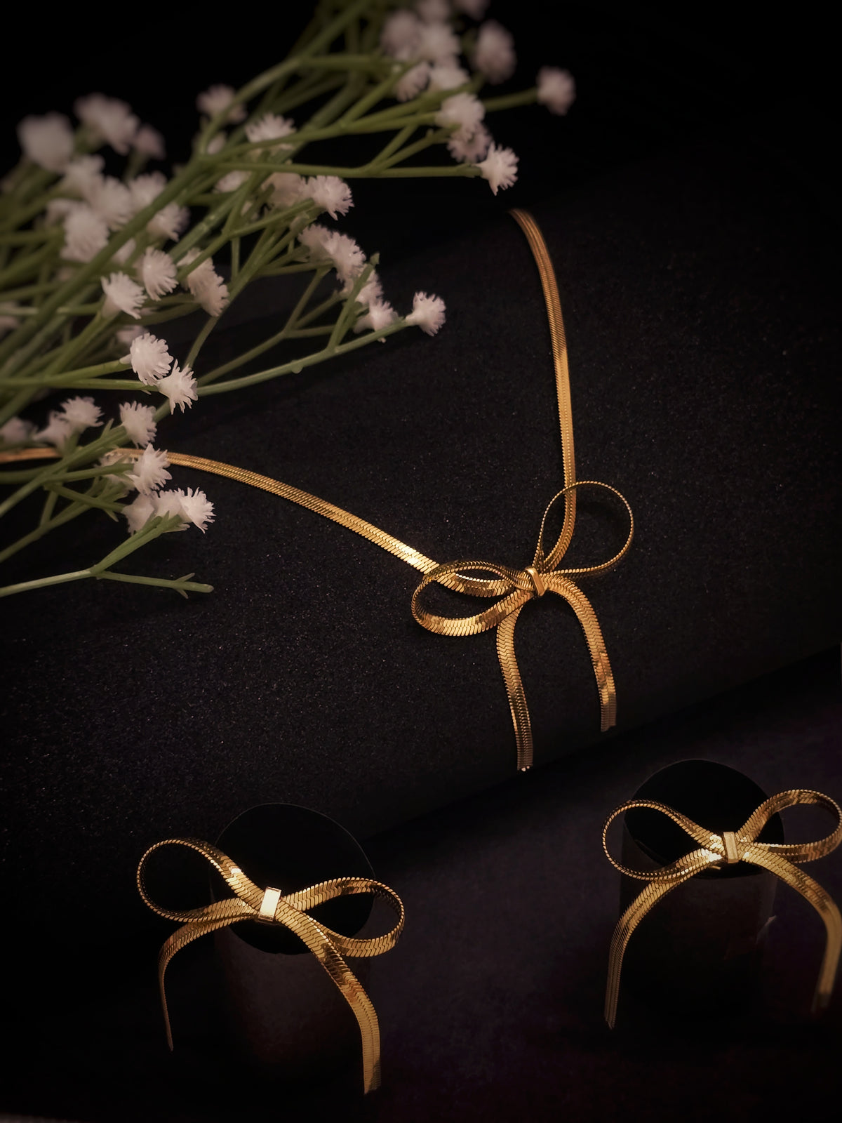 Adorniv Radiant Bow Gift Set – Necklace & Earrings Combo
