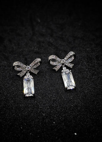 Adorniv Crystal Bow Drop Earrings