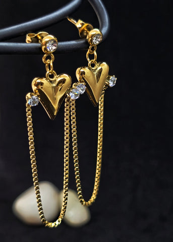 Adorniv Hearts & Chains Drop Earrings