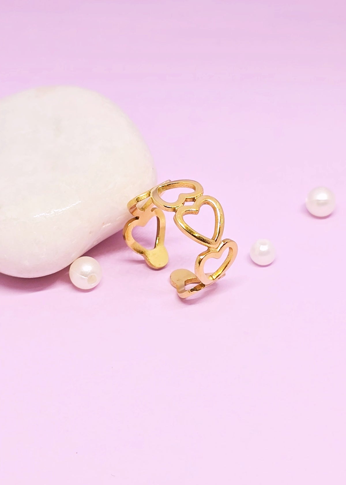 Adorniv Golden Hearts of Love Ring