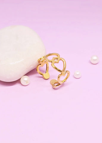 Adorniv Golden Hearts of Love Ring