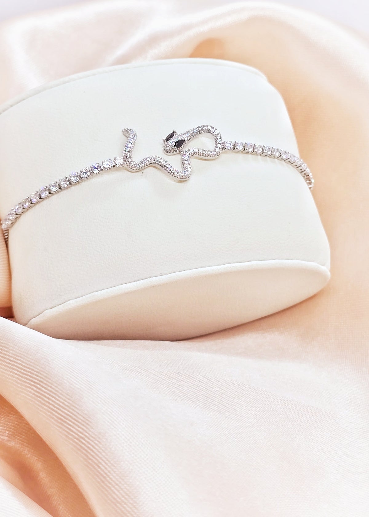 Adorniv Silver Snake CZ Adjustable Bracelet – Bold Yet Chic