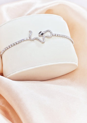 Silver Snake CZ Adjustable Bracelet – Bold Yet Chic