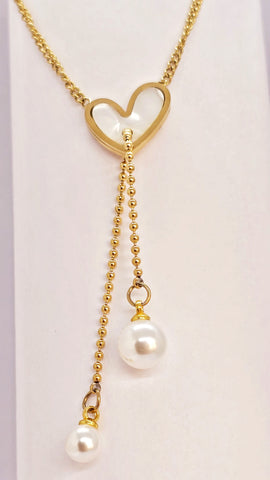 Adorniv Heart Pearl Drop Chain