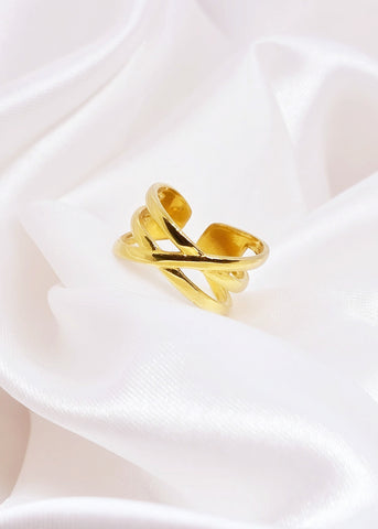 Golden Criss-Cross Luxe Adjustable Ring