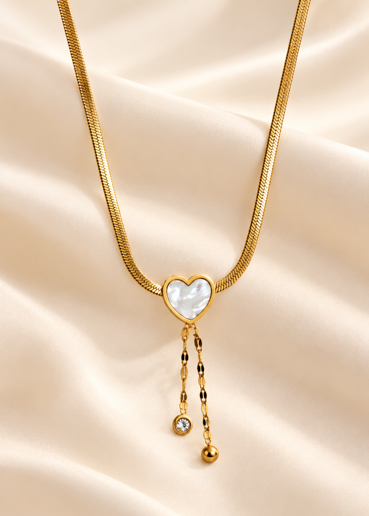 Pearl Heart Drop Necklace