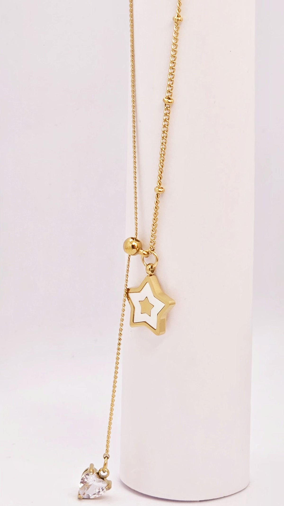 Adorniv Starlight Drop Pendant Necklace – Star & Heart Edition