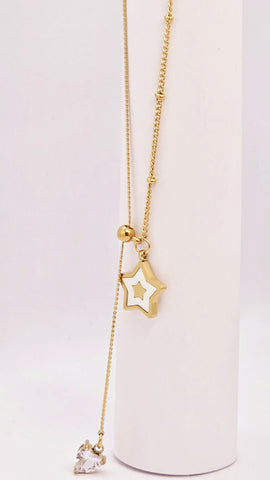 Adorniv Starlight Drop Pendant Necklace – Star & Heart Edition
