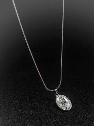 Adorniv Radiant Rose & Crystal Frame Necklace