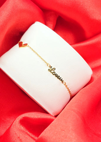 Adorniv Golden Heart & Love Chain Bracelet
