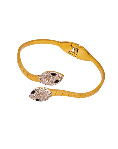 Dual Snake Head Gold Bracelet