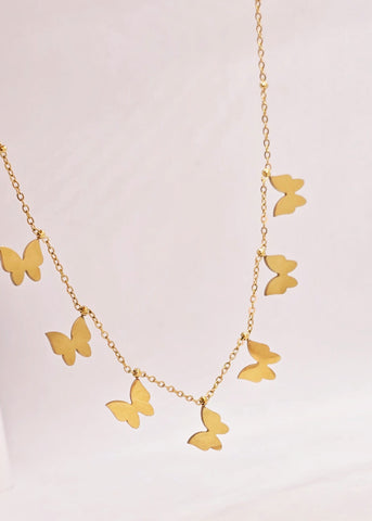 Adorniv Golden Butterfly Necklace & Earring Set