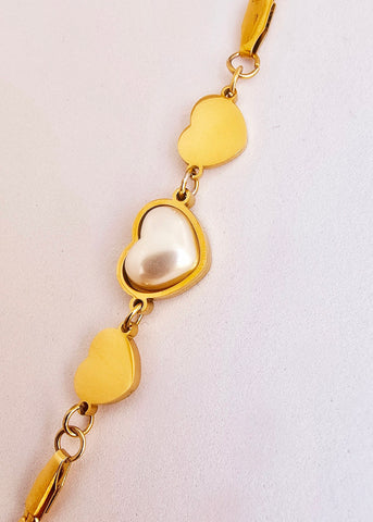 Adorniv Golden Heart Pearl Bracelet