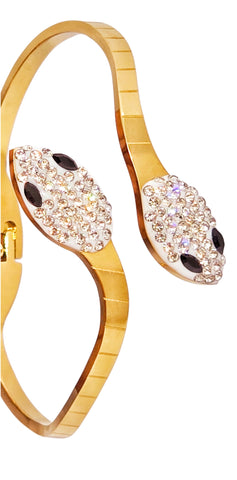 Dual Snake Head Gold Bracelet