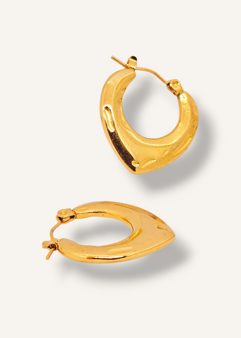 Adorniv Golden Puffed V Hoop Earrings