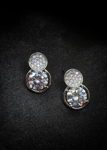 Adorniv Dual Spark Stud Earrings – Silver Radiance
