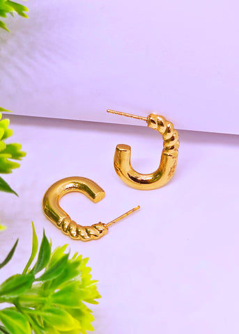 Adorniv Golden Molten Half-Hoop Earrings