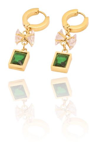 Adorniv Emerald Dangle Hoop Earrings – Luxe Green Gold