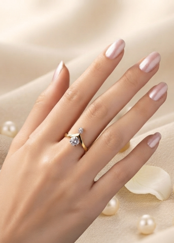V-Shape Crystal Ring