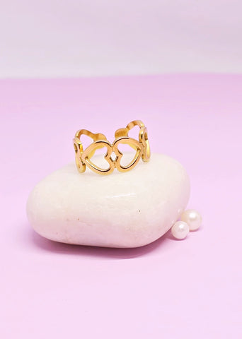 Adorniv Golden Hearts of Love Ring