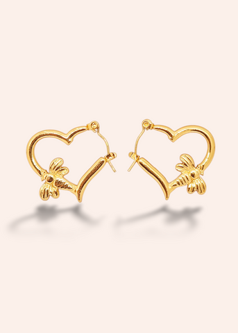 Adorniv Golden Bee Hoop Earrings