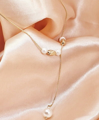 Adorniv Graceful Gold Pearl Bead Necklace