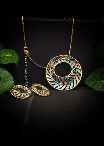 Adorniv Luxe Circle Symphony Premium Set – Necklace & Earrings Combo