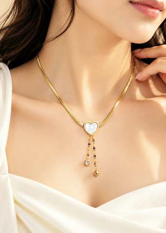 Pearl Heart Drop Necklace