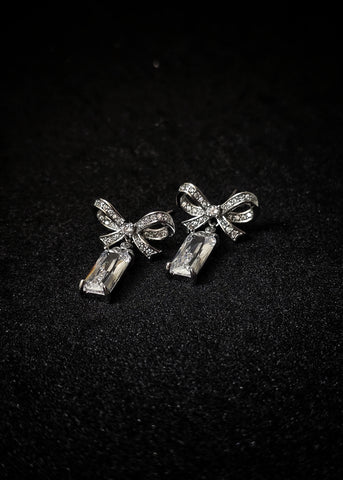 Adorniv Crystal Bow Drop Earrings