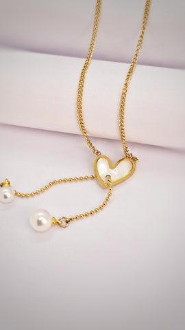 Adorniv Heart Pearl Drop Chain