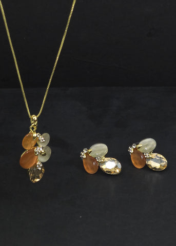 Adorniv Amber Glow Statement Jewelry Set
