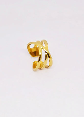 Golden Criss-Cross Luxe Adjustable Ring