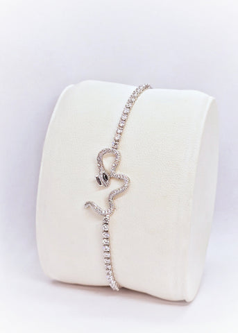 Silver Snake CZ Adjustable Bracelet – Bold Yet Chic