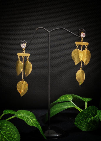 Adorniv Golden Leaf Cascade Earrings