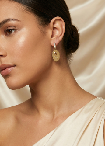 Adorniv Rose Emblem Drop Earrings