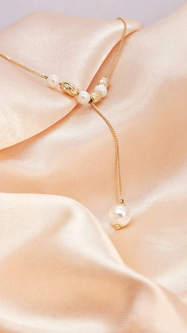 Adorniv Graceful Gold Pearl Bead Necklace