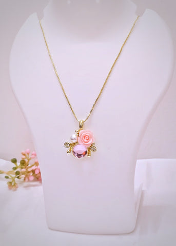 Adorniv Rosé Elegance Premium Necklace & Earrings Set