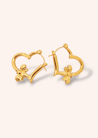 Adorniv Golden Bee Hoop Earrings