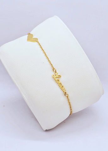 Adorniv Golden Heart & Love Chain Bracelet